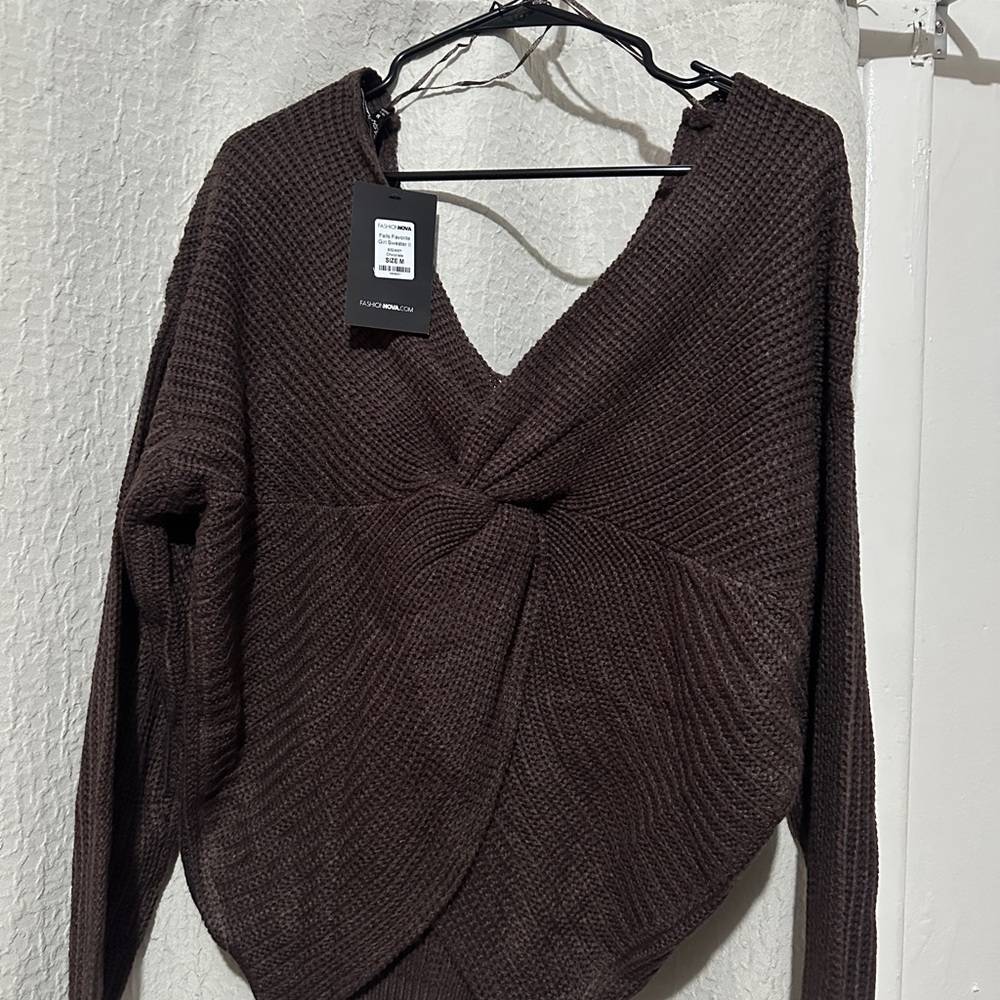 Fashion Nova Chocolate V-Neck Sweater